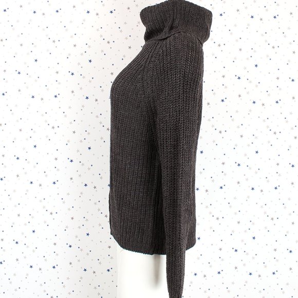 Raglan Long Sleeve Turtle Neck Knit Sweater (Char) - Picture 3 of 7